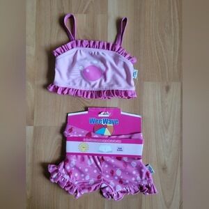 Wee Wave Bikini Top and shorts swim set infant/baby size small 13-18lbs 6 Months